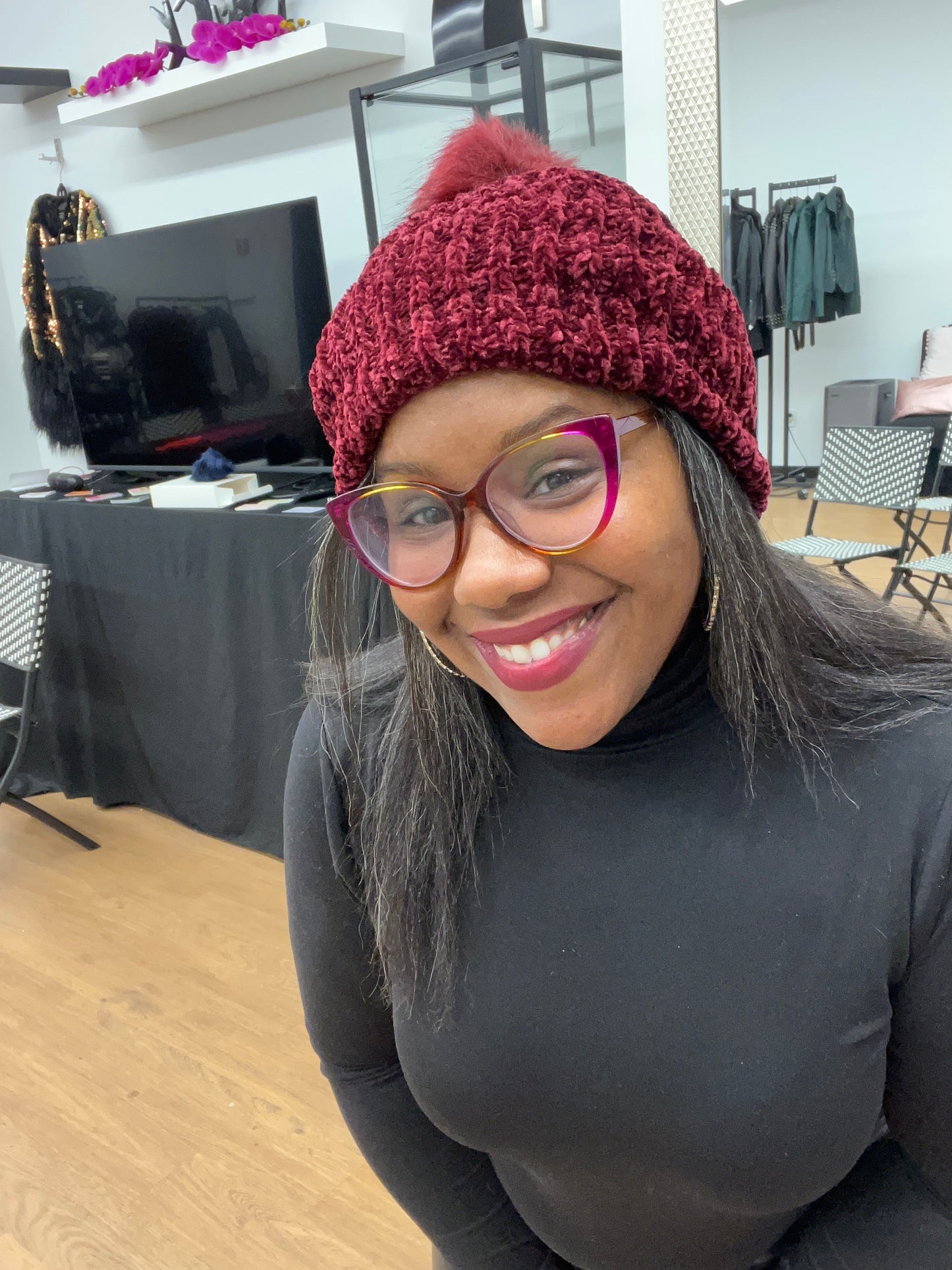 Chenille Pom Hat