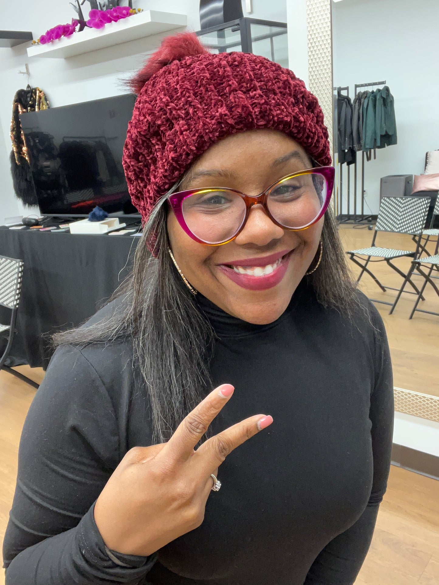 Chenille Pom Hat