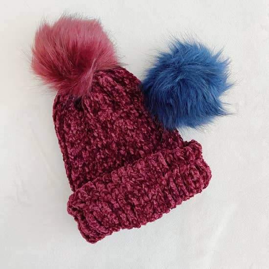 Chenille Pom Hat - FashionFunPop