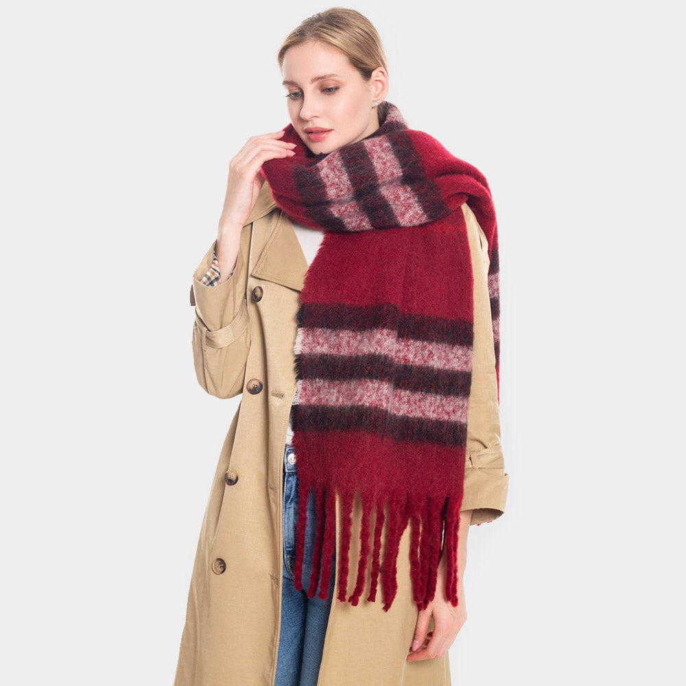 Super Soft Plaid Check Oblong Scarf