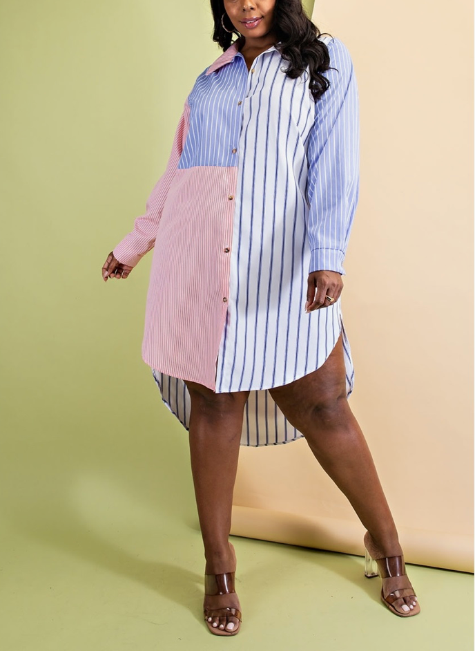 Plus Printed Shirt Dress