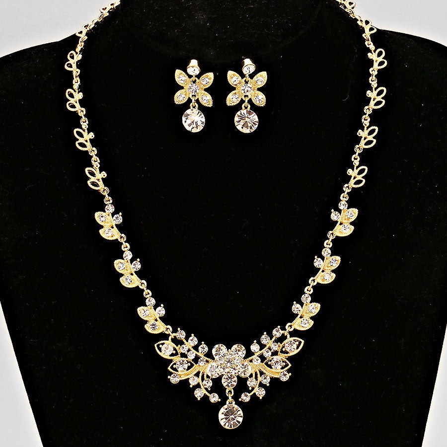 Floral Crystal Necklace - FashionFunPop, Trendy, fashion, plus, skinny, fitted, ripped, dress, dresses, tops, blazers, women, clothing, bathing suits, swimwear, vacation, stylish, jewelry, accessories, handbags, shoes, boutique, shopping, store, clutch, clutches, handbag, blouses, mom, mommy, tee, tees, jeans, pants, maxi, maxies, rompers, jumpers, sexy, clearance, new, sales, mika rose, she and sky, &, blvd, in style, esley, gilli, blu pepper, earrings, bracelets, bangles, statement, necklaces, scarfs, g