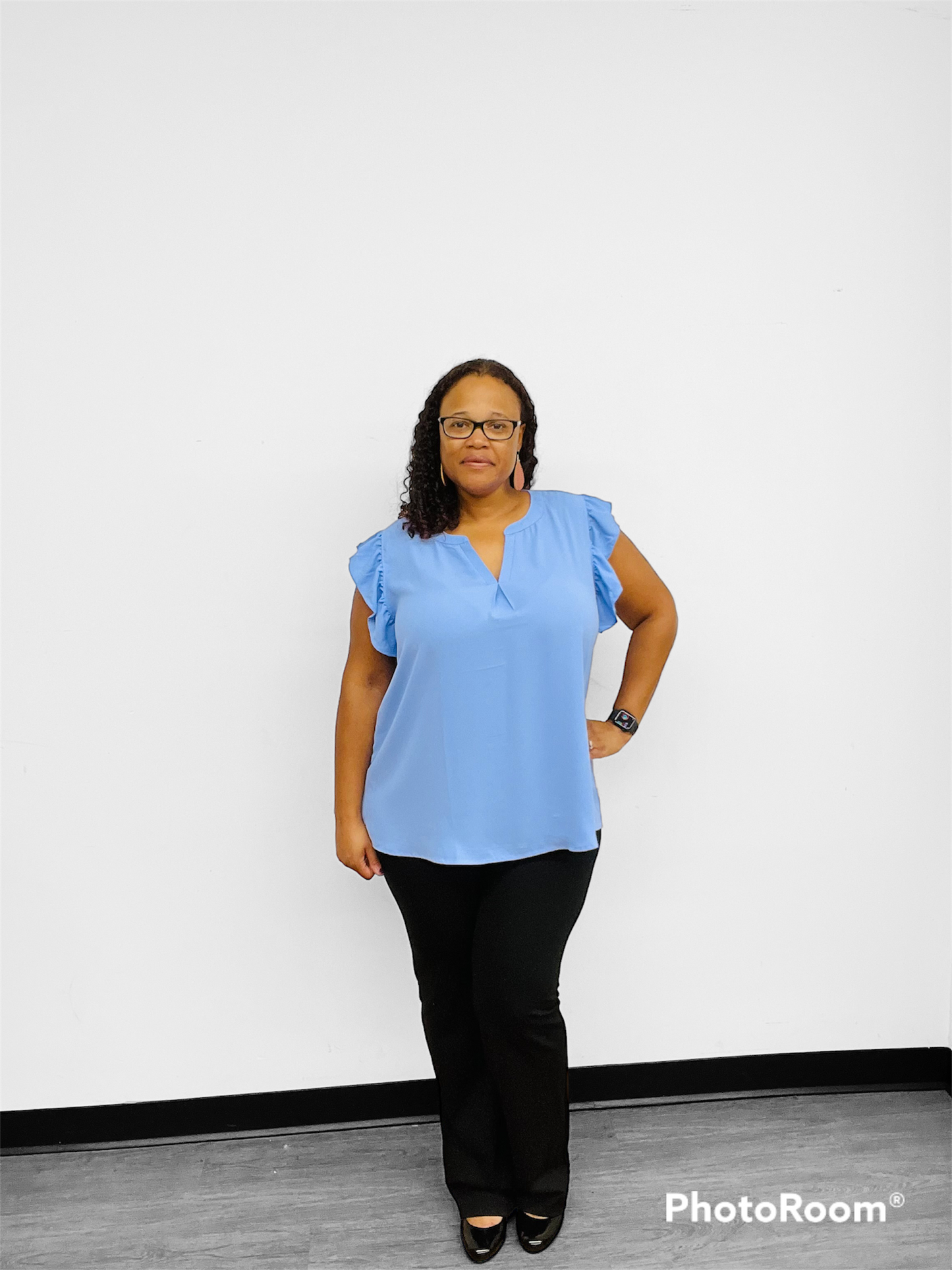 Curve Love: Sky Ruffle Blouse Top