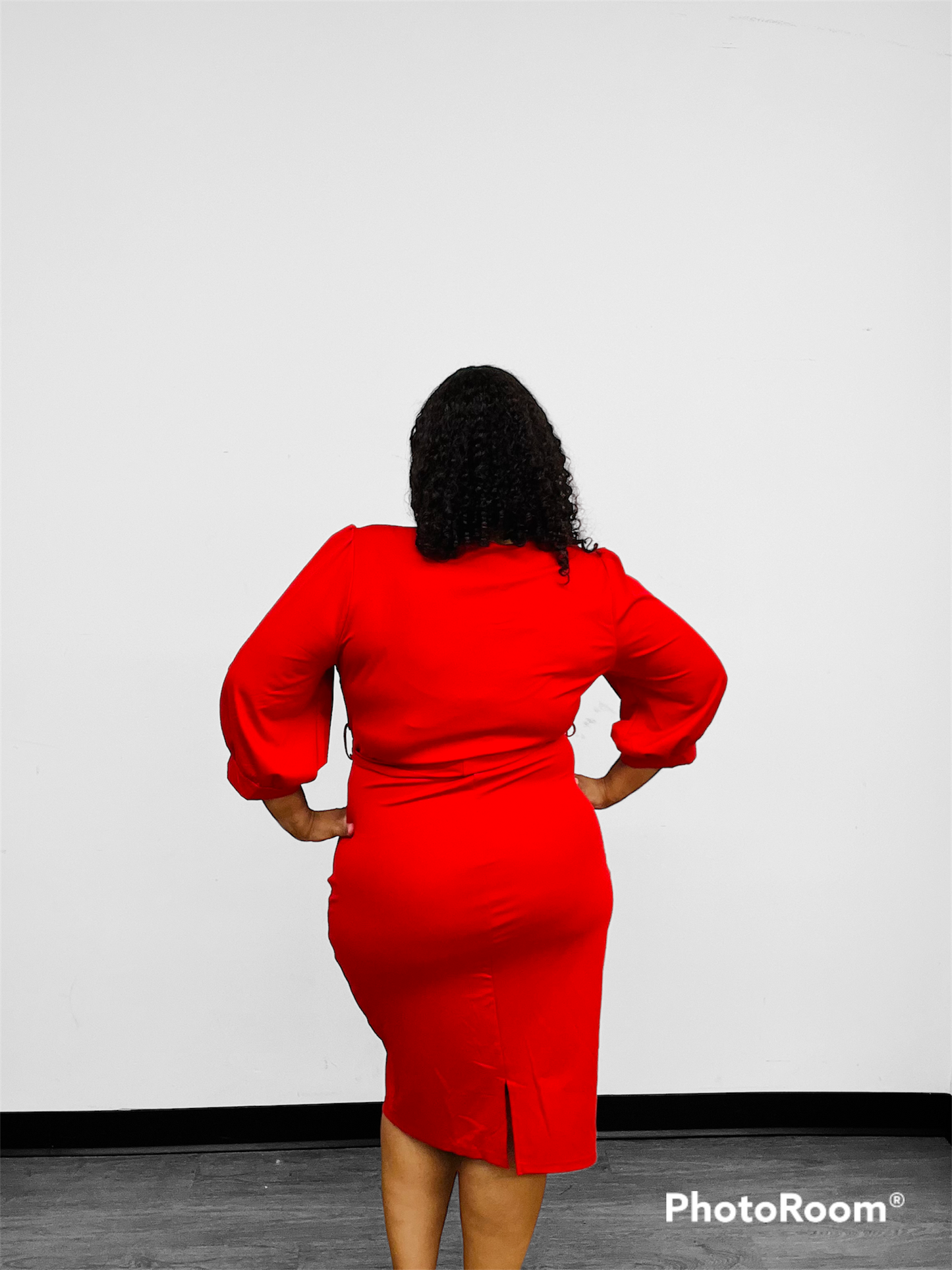 Mary L Plus Red Faux Wrap Dress