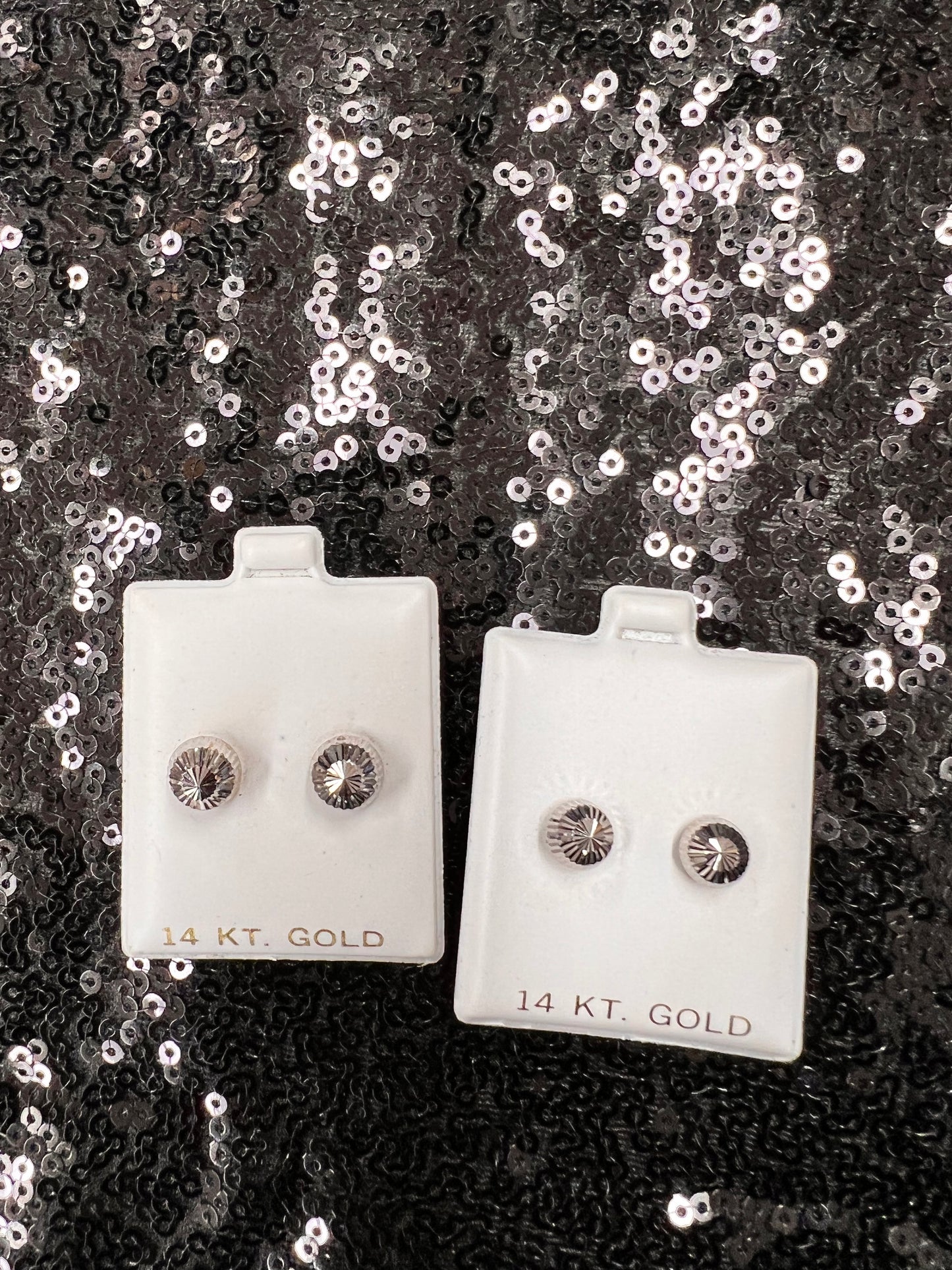 14K White Gold Diamond Cut Studs