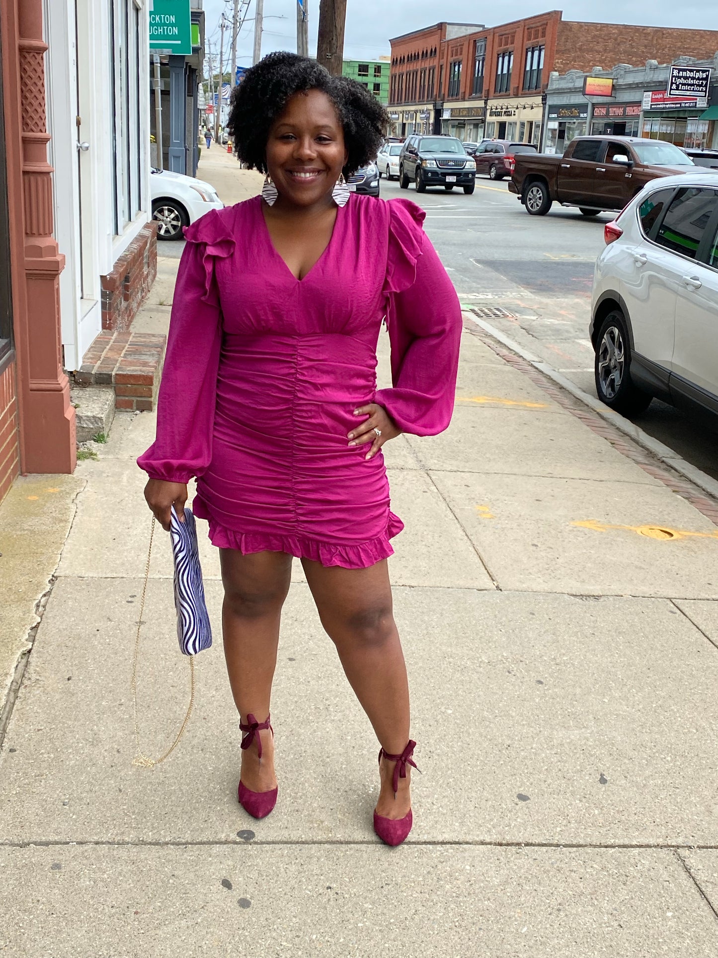 Magenta Flutter Mini Dress