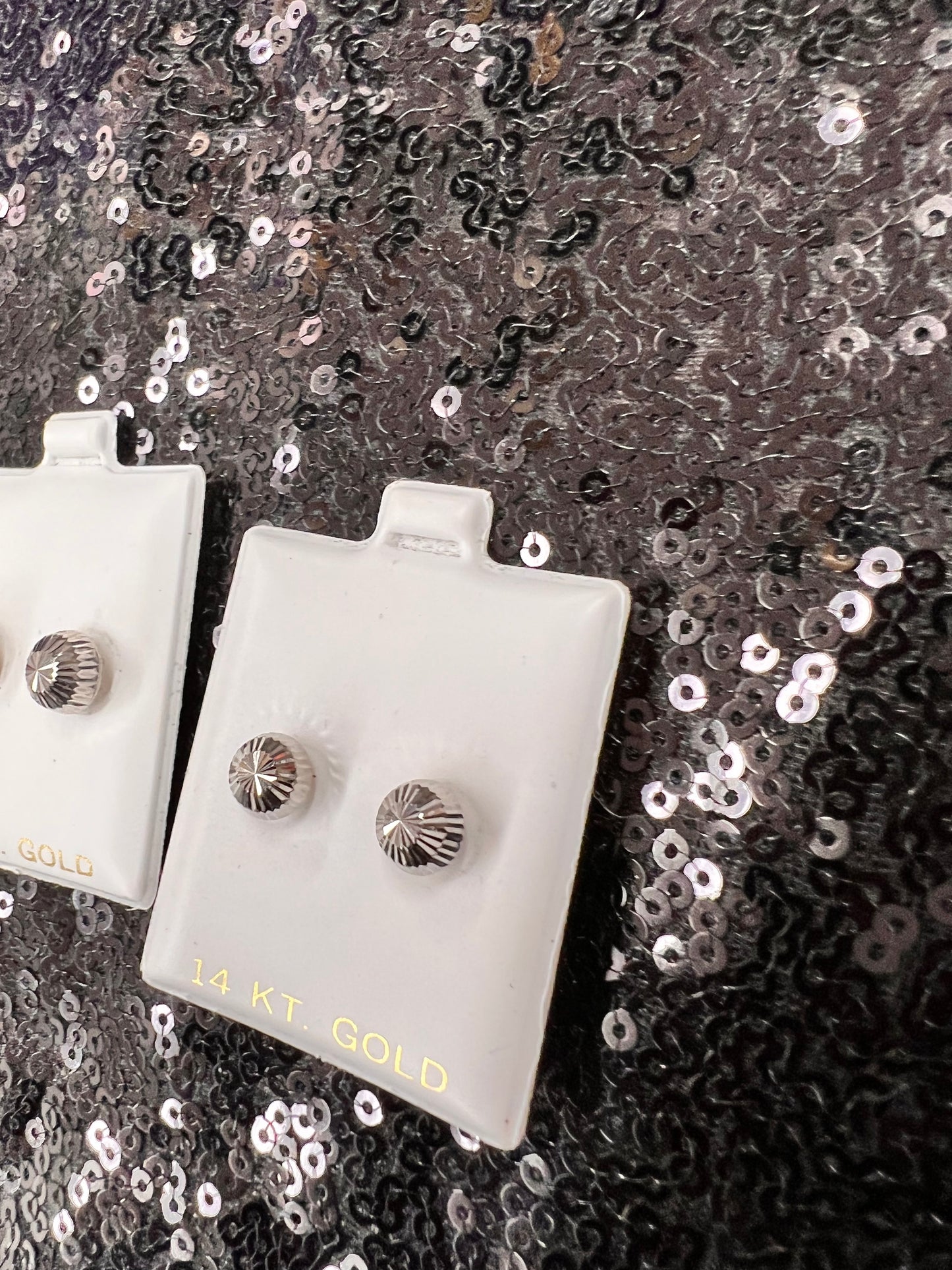 14K White Gold Diamond Cut Studs