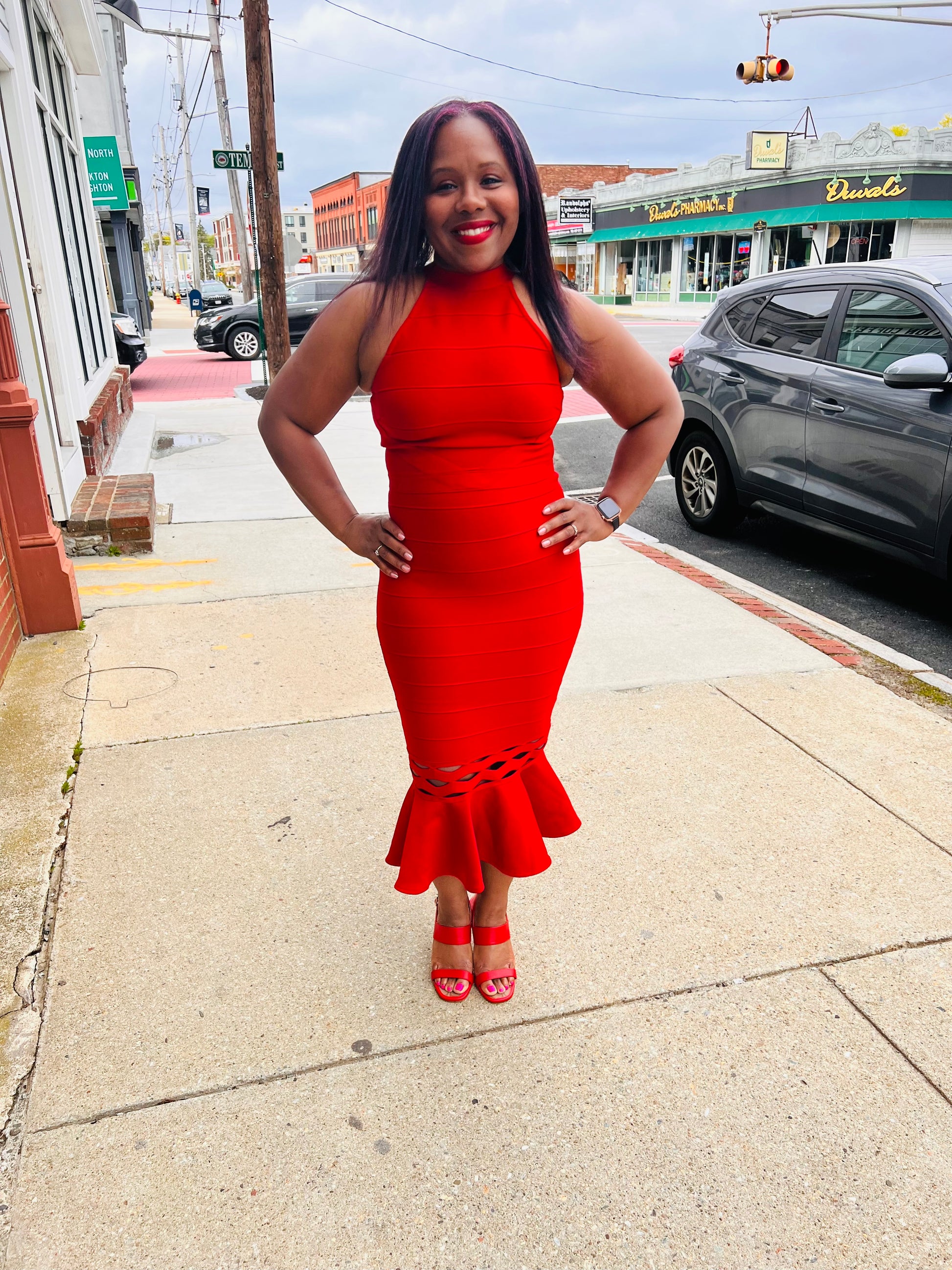 Red Trumpet Midi Dress S Red Trumpet Midi Dress S