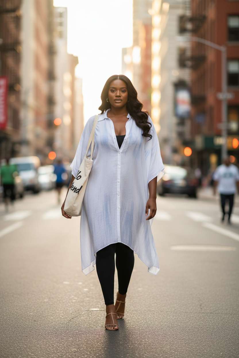 Vacation Flow Poncho - City Style Indian Model