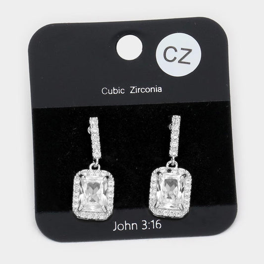 Rectangle Dangle Evening Earrings