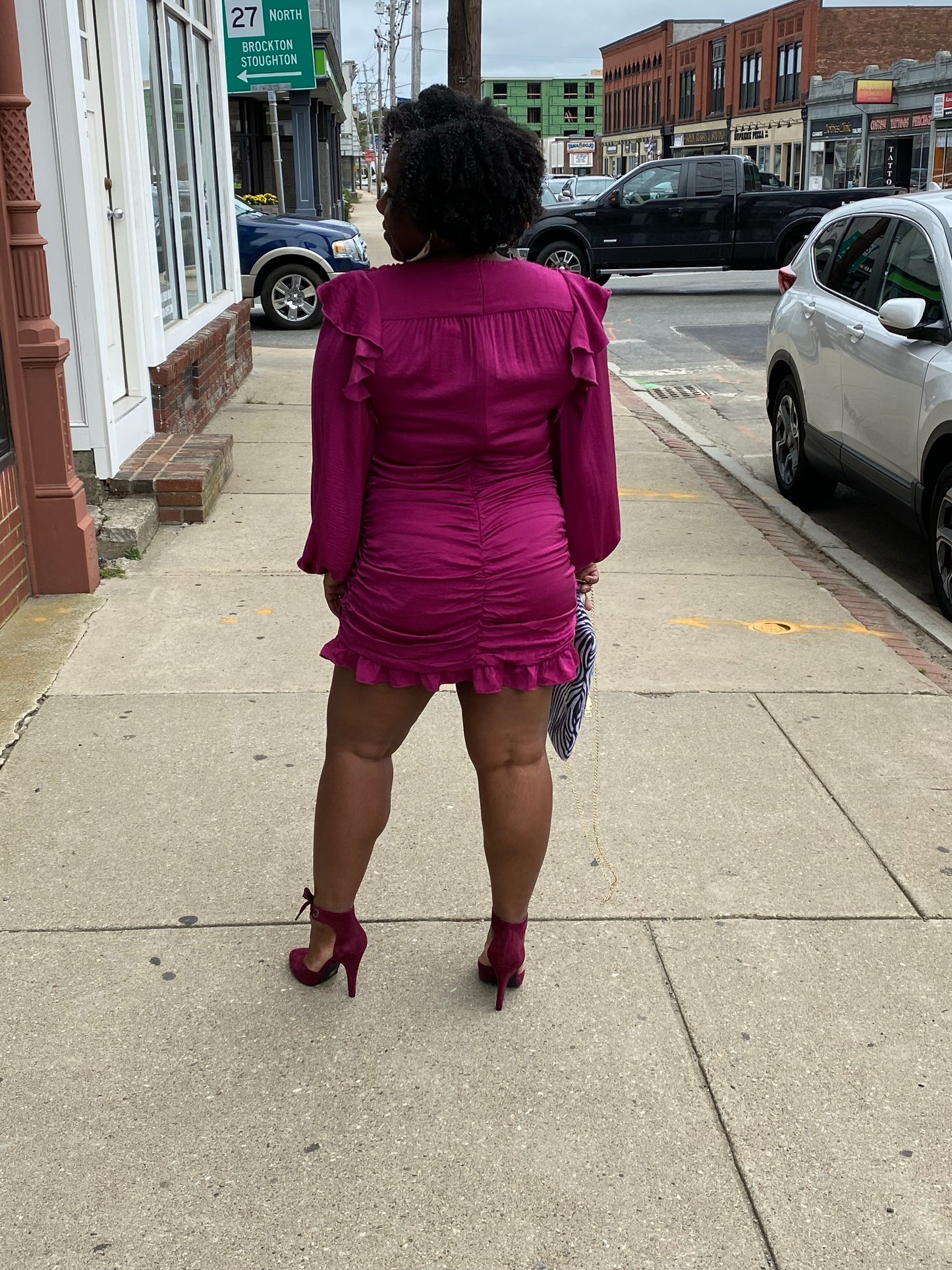 Magenta Flutter Mini Dress